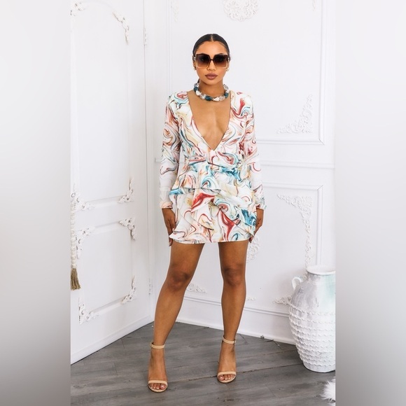 Dresses & Skirts - Elegant Multicolor Swirl Dress